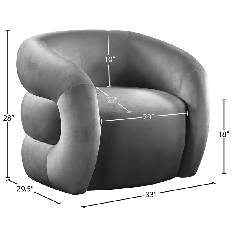 Meridian Furniture Roxbury Grey Velvet Accent Chair