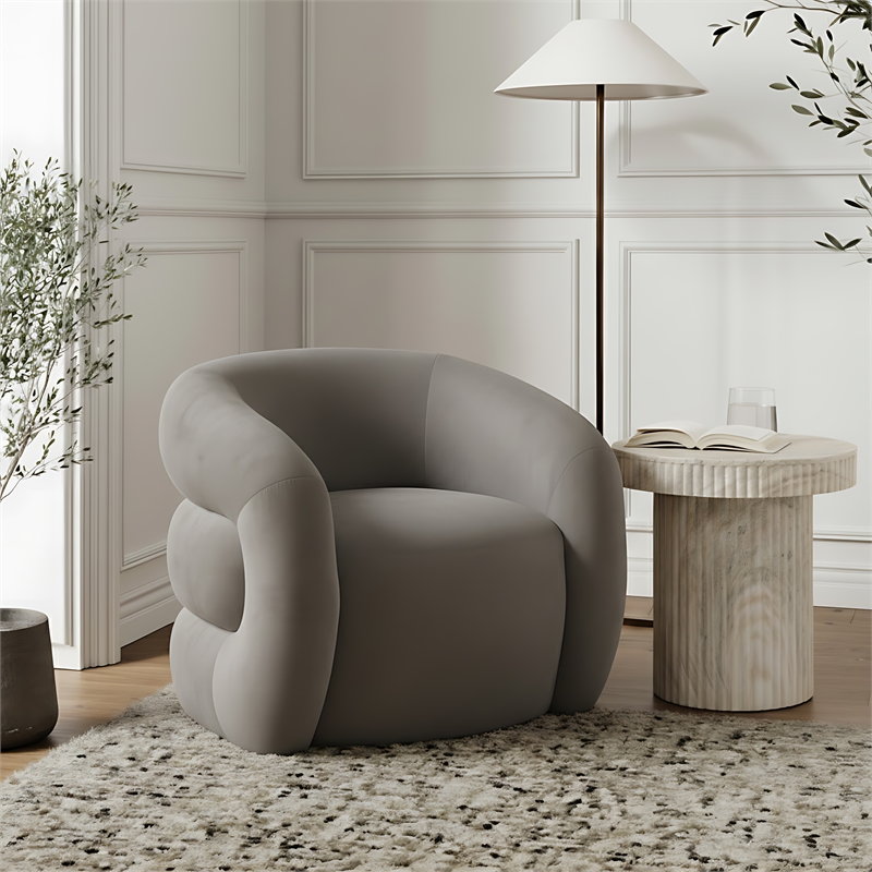 Meridian Furniture Roxbury Grey Velvet Accent Chair