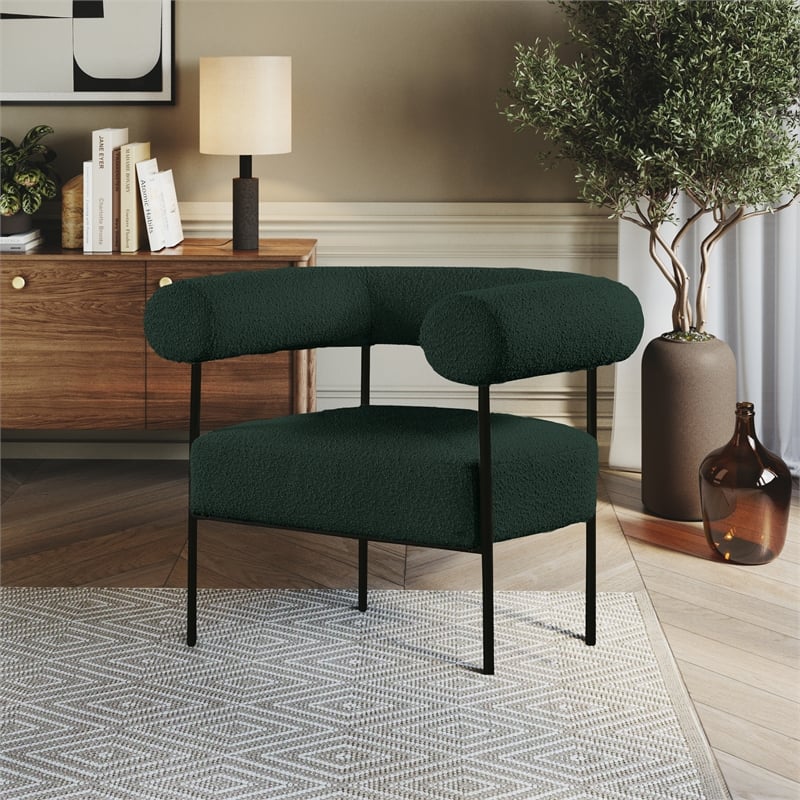 Meridian Furniture Blake Green Boucle Fabric Accent Chair