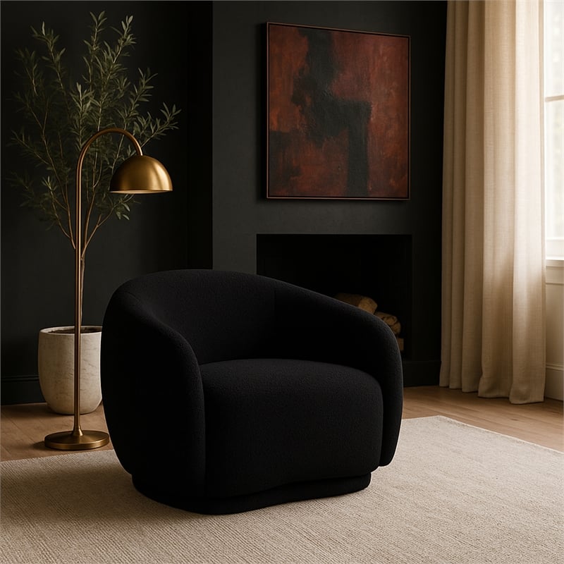 Meridian Furniture Hyde Black Boucle Fabric Chair