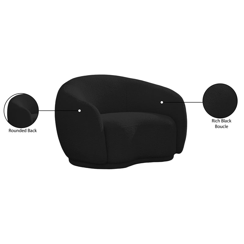 Meridian Furniture Hyde Black Boucle Fabric Chair