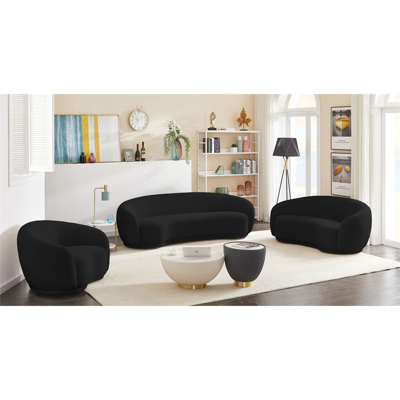 Meridian Furniture Hyde Black Boucle Fabric Loveseat
