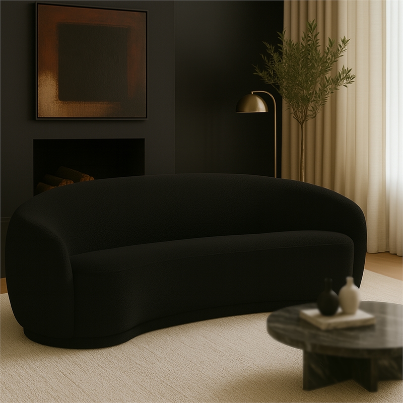 Meridian Furniture Hyde Black Boucle Fabric Sofa