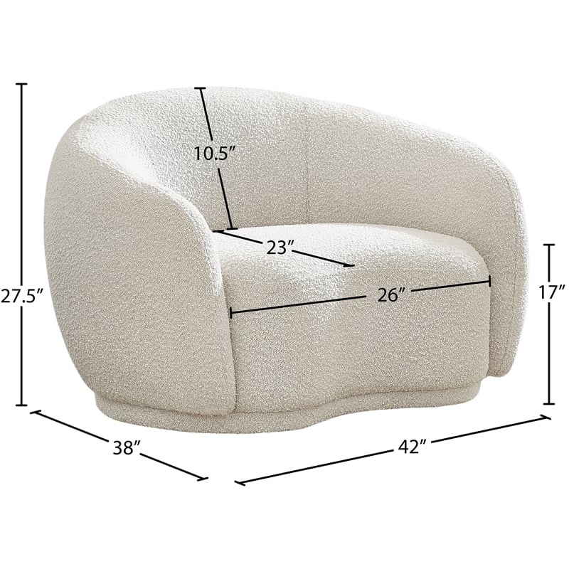 Meridian Furniture Hyde Cream Boucle Fabric Chair
