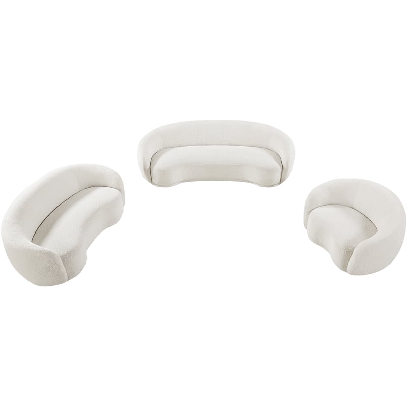 Meridian Furniture Hyde Cream Boucle Fabric Loveseat