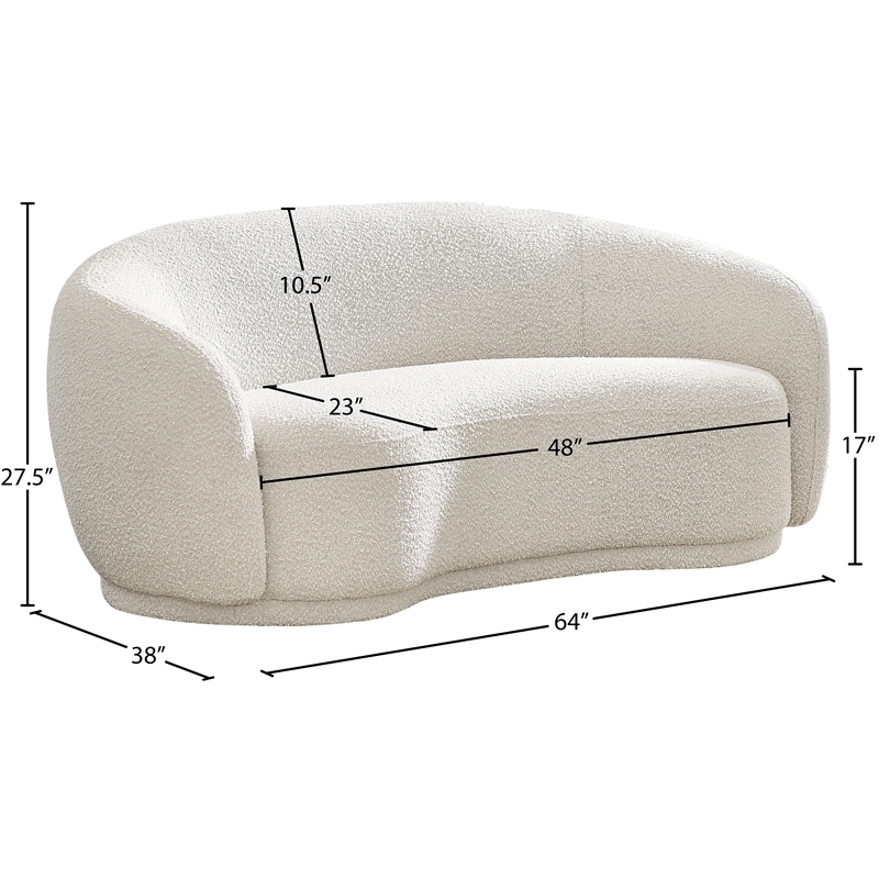 Meridian Furniture Hyde Cream Boucle Fabric Loveseat
