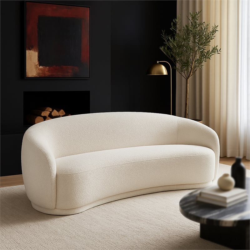 Meridian Furniture Hyde Cream Boucle Fabric Sofa