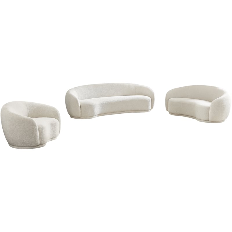 Meridian Furniture Hyde Cream Boucle Fabric Sofa