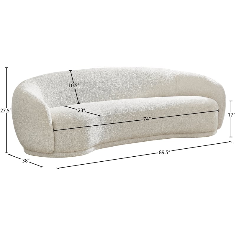 Meridian Furniture Hyde Cream Boucle Fabric Sofa
