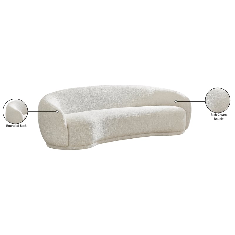 meridian furniture hyde cream boucle fabric sofa