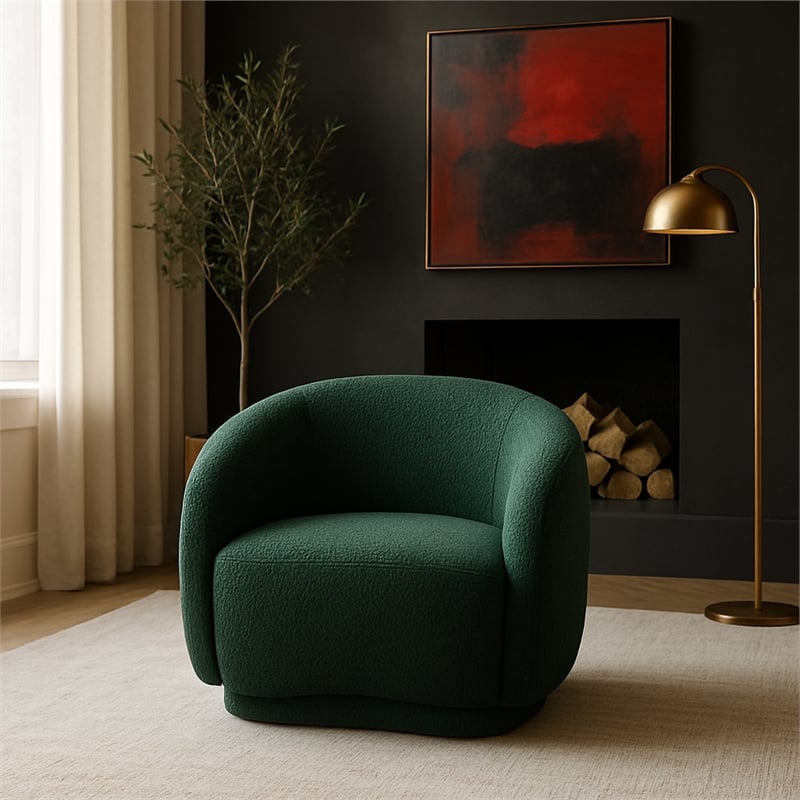 Meridian Furniture Hyde Green Boucle Fabric Chair