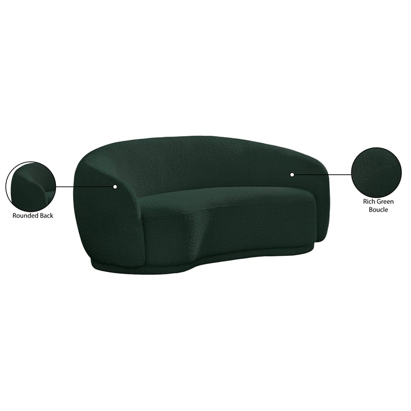 Meridian Furniture Hyde Green Boucle Fabric Loveseat