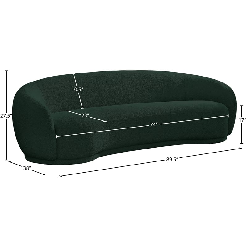 Meridian Furniture Hyde Green Boucle Fabric Sofa
