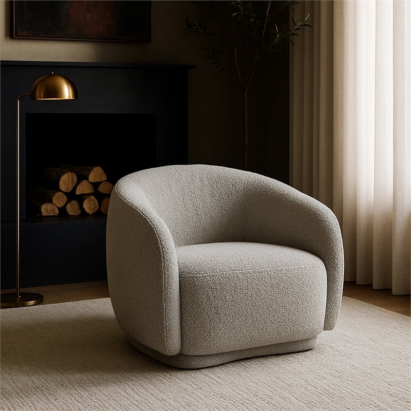 Meridian Furniture Hyde Grey Boucle Fabric Chair