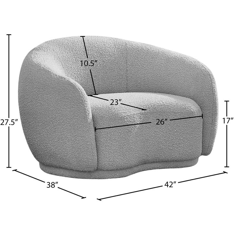 Meridian Furniture Hyde Grey Boucle Fabric Chair