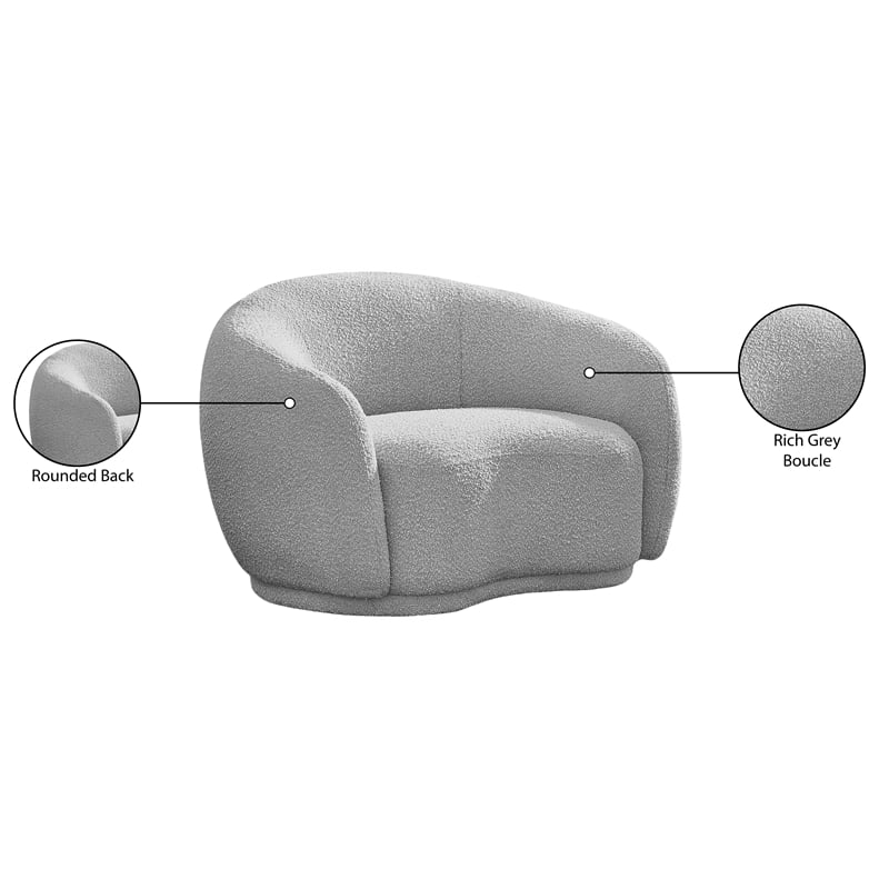 Meridian Furniture Hyde Grey Boucle Fabric Chair