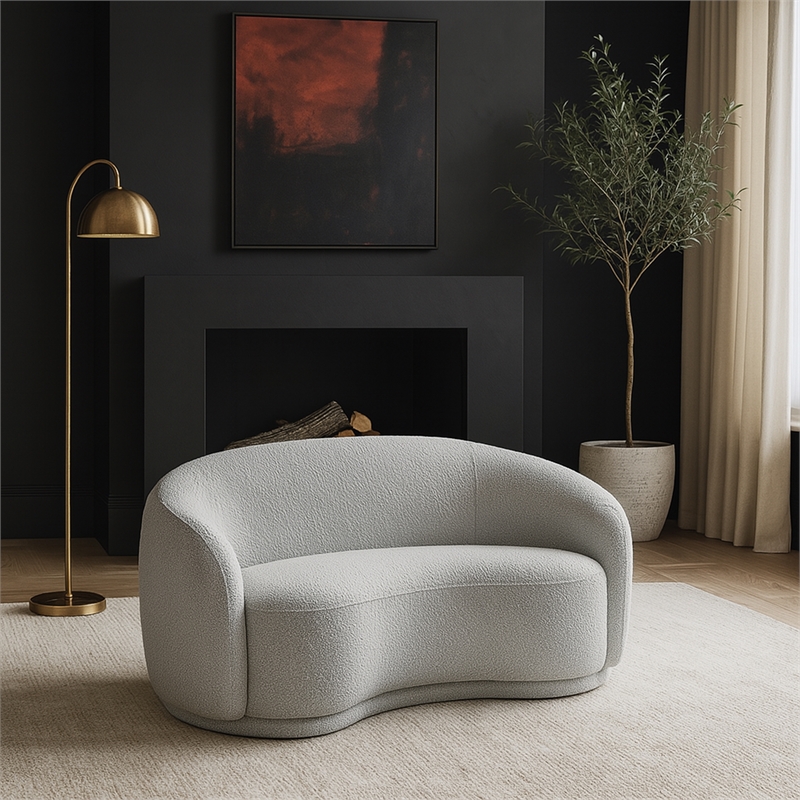 Meridian Furniture Hyde Grey Boucle Fabric Loveseat
