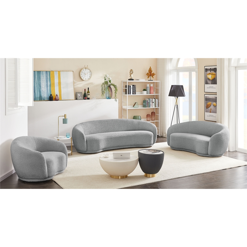 Meridian Furniture Hyde Grey Boucle Fabric Loveseat