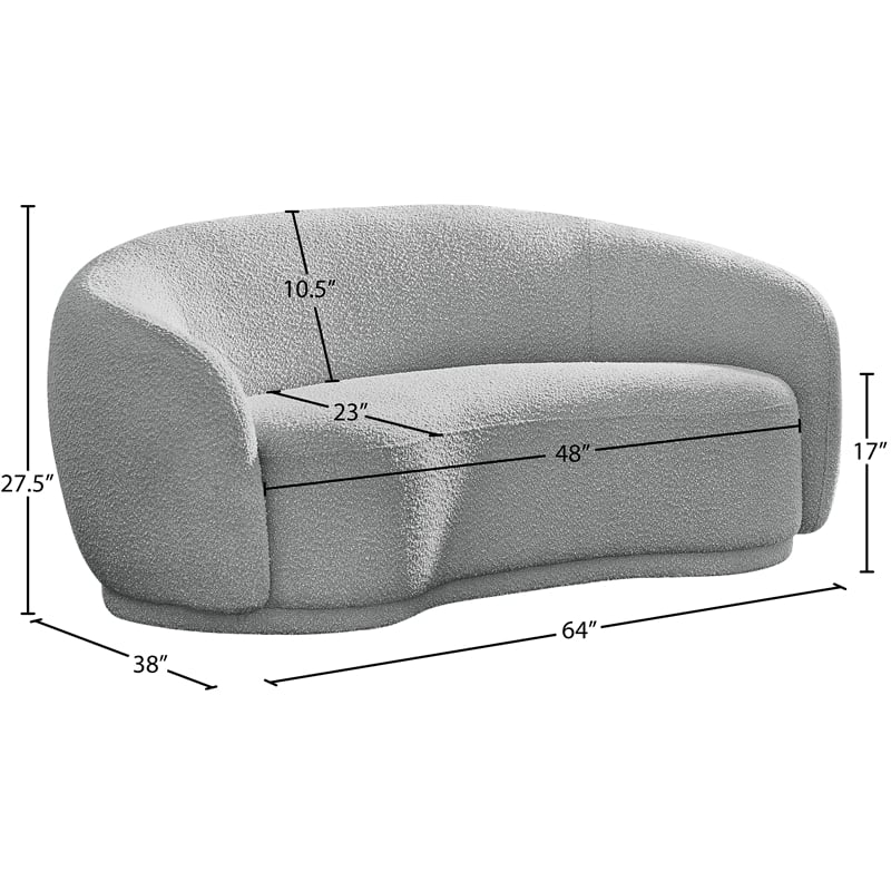 Meridian Furniture Hyde Grey Boucle Fabric Loveseat