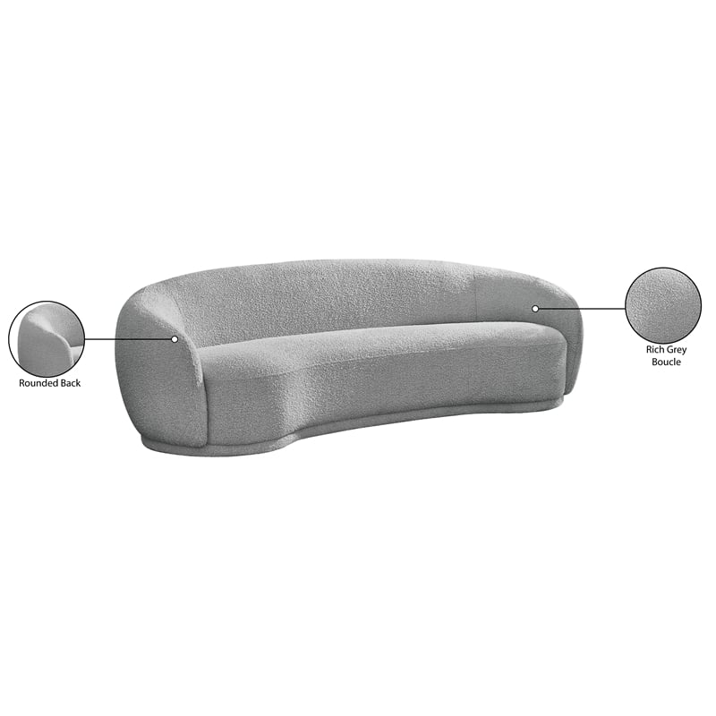 Meridian Furniture Hyde Grey Boucle Fabric Sofa
