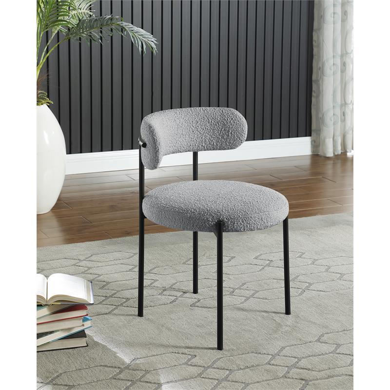 Meridian Furniture Beacon Grey Boucle Fabric Dining Chair