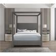 Meridian Furniture Emerson Grey Linen Textured Fabric Queen Bed