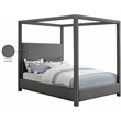 Meridian Furniture Emerson Grey Linen Textured Fabric Queen Bed