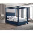 Meridian Furniture Emerson Navy Linen Textured Fabric Queen Bed