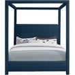 Meridian Furniture Emerson Navy Linen Textured Fabric Queen Bed