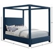 Meridian Furniture Emerson Navy Linen Textured Fabric Queen Bed