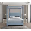 Meridian Furniture Emerson Sky Blue Linen Textured Fabric King Bed
