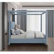 Meridian Furniture Emerson Sky Blue Linen Textured Fabric Queen Bed
