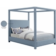Meridian Furniture Emerson Sky Blue Linen Textured Fabric Queen Bed