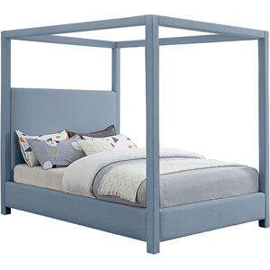 Meridian Furniture Emerson Sky Blue Linen Textured Fabric Queen Bed