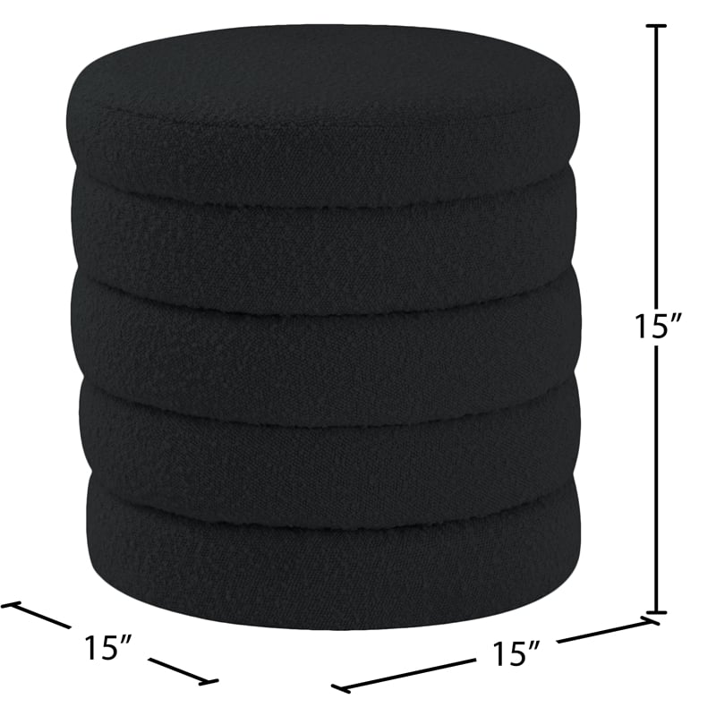 Meridian Furniture Aphia Black Boucle Fabric Ottoman/Stool