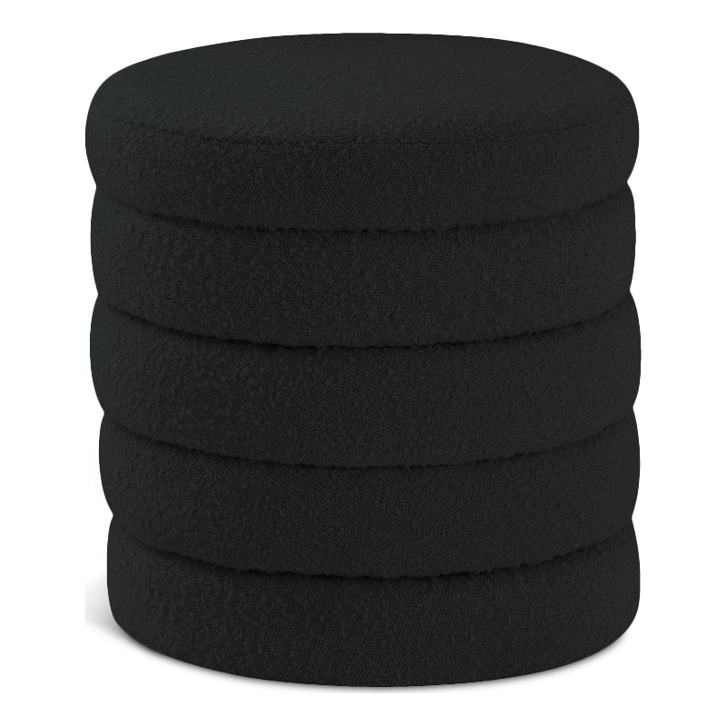 Meridian Furniture Aphia Black Boucle Fabric Ottoman/Stool