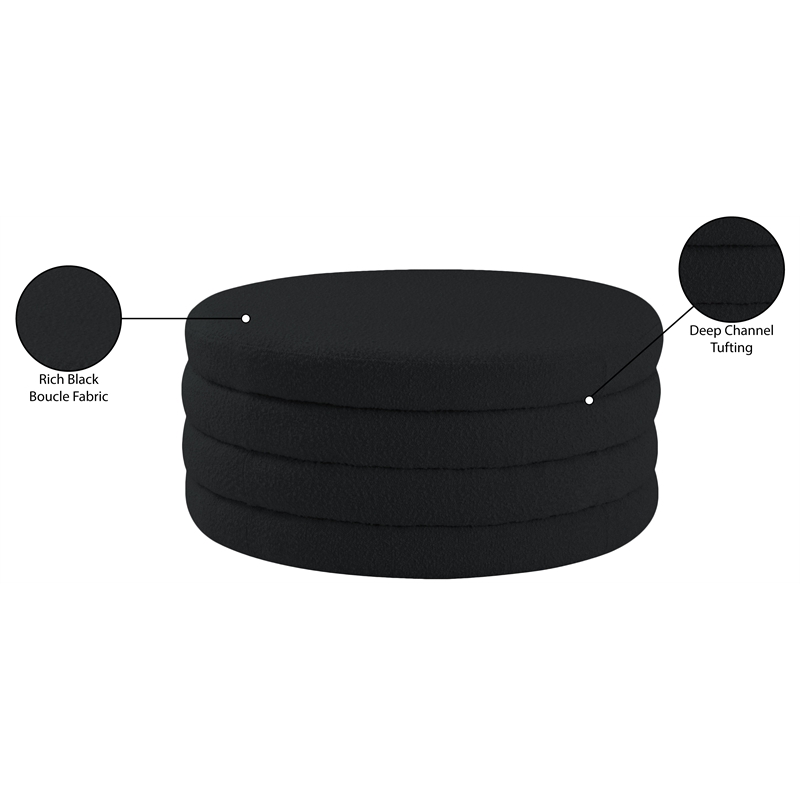 Meridian Furniture Aphia Black Boucle Fabric Ottoman/Coffee Table