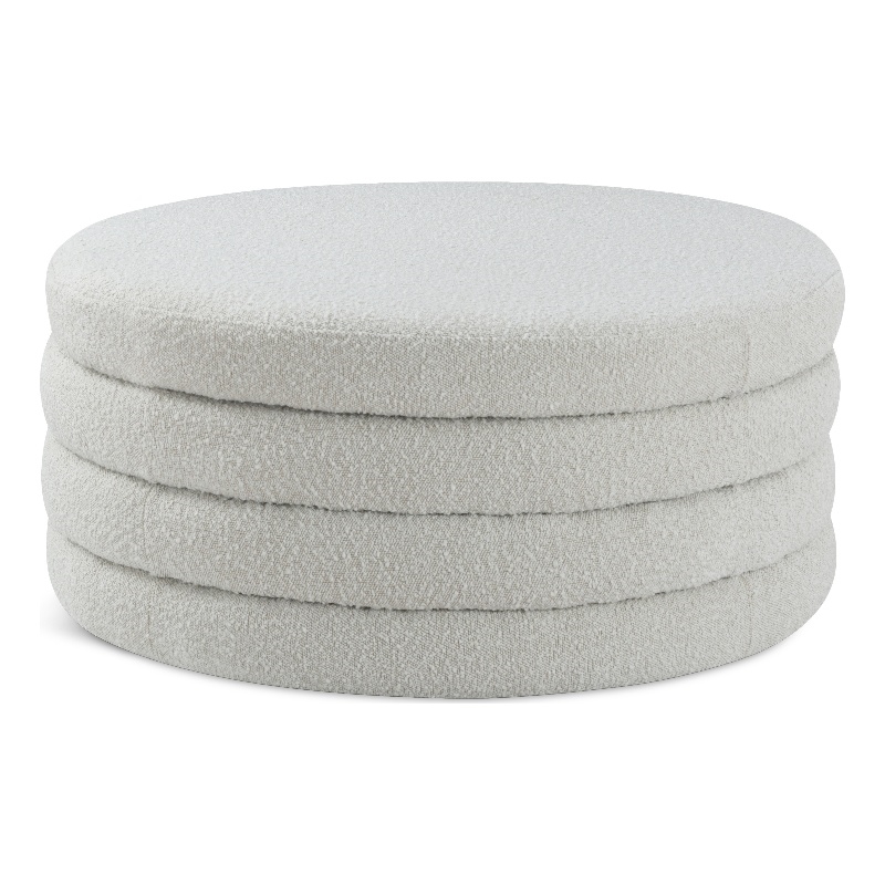 Meridian Furniture Aphia Cream Boucle Fabric Ottoman/Coffee Table