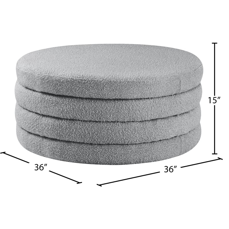 Meridian Furniture Aphia Grey Boucle Fabric Ottoman/Coffee Table