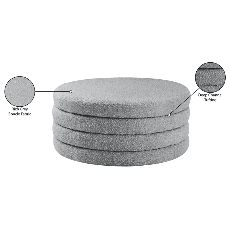 Meridian Furniture Aphia Grey Boucle Fabric Ottoman/Coffee Table