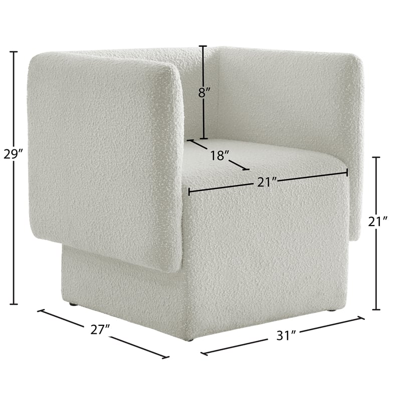Meridian Furniture Vera Cream Boucle Fabric Accent Chair