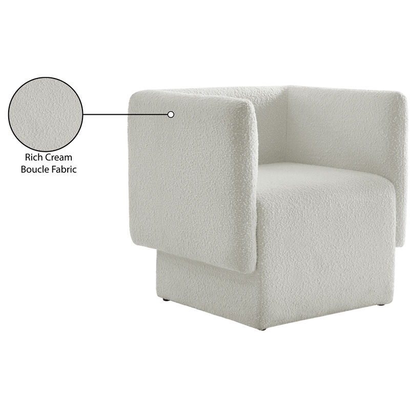 Meridian Furniture Vera Cream Boucle Fabric Accent Chair