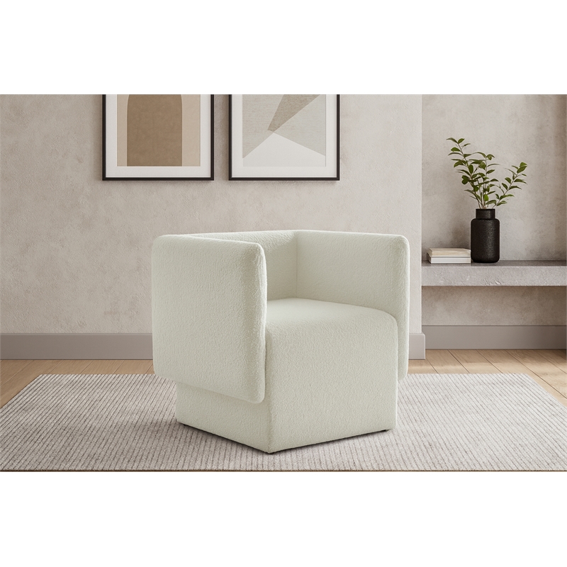 Meridian Furniture Vera Cream Boucle Fabric Accent Chair