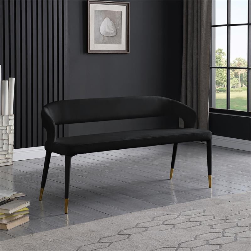 Meridian Furniture Destiny Black Velvet Bench