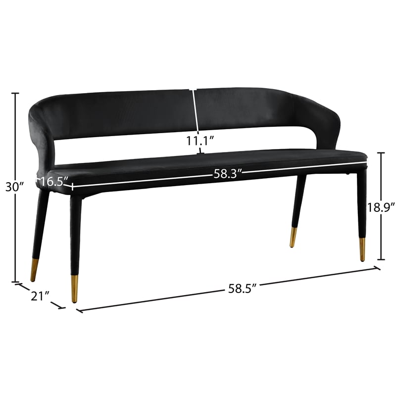 Meridian Furniture Destiny Black Velvet Bench