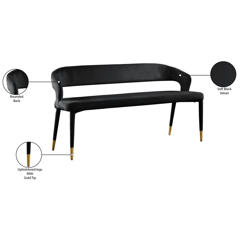 Meridian Furniture Destiny Black Velvet Bench