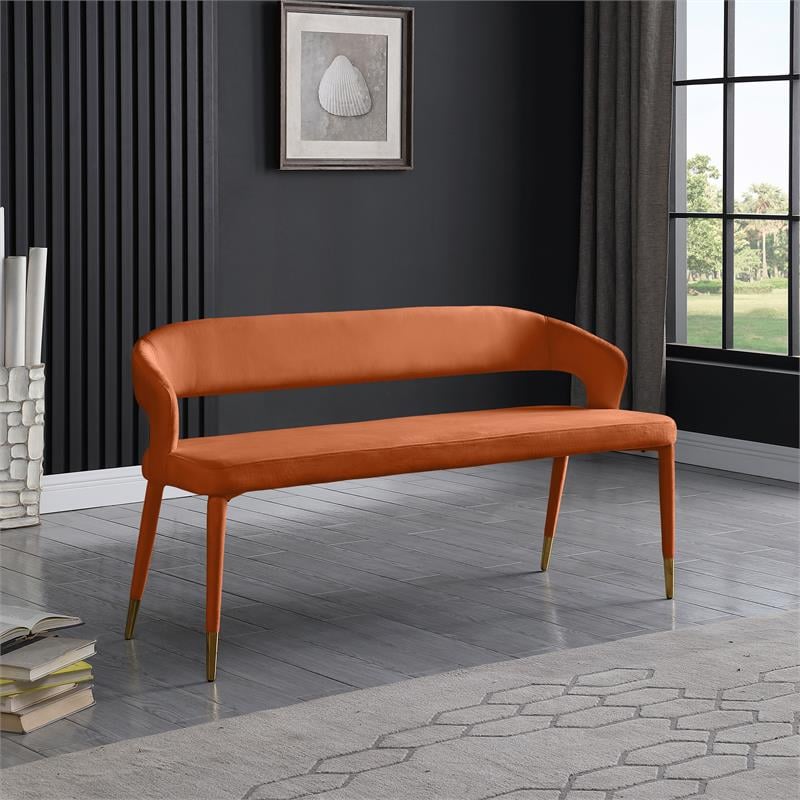 Meridian Furniture Destiny Cognac Velvet Bench