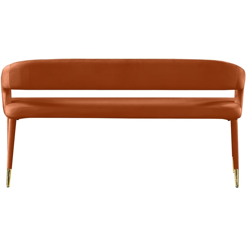 Meridian Furniture Destiny Cognac Velvet Bench