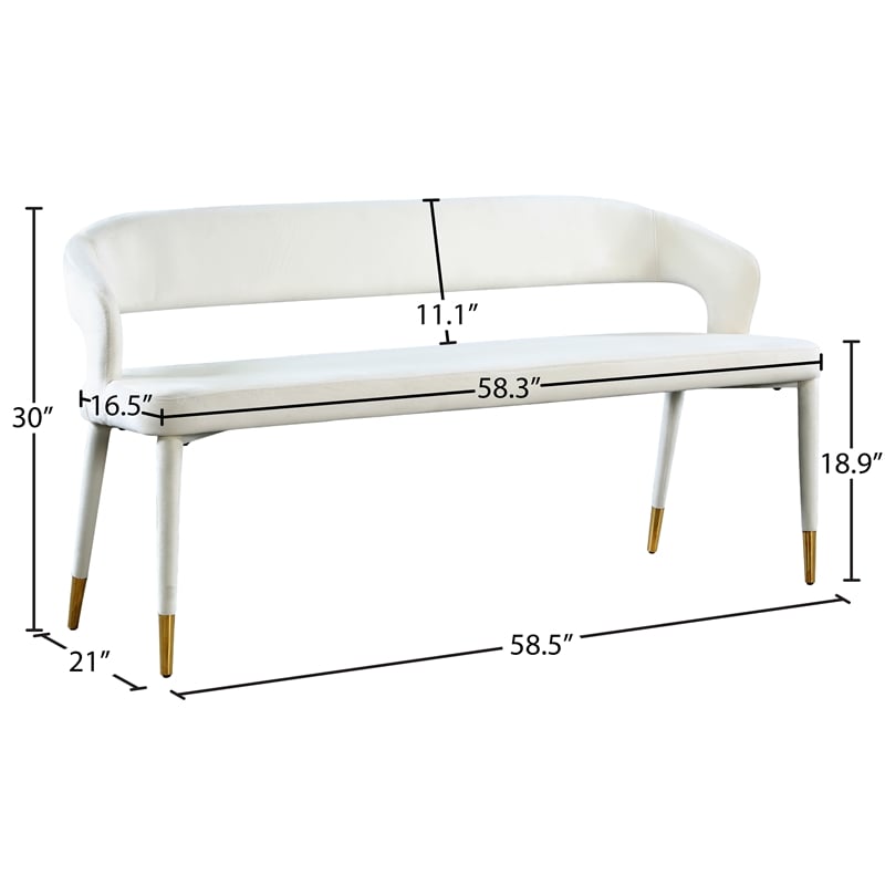 Meridian Furniture Destiny Cream Velvet Bench