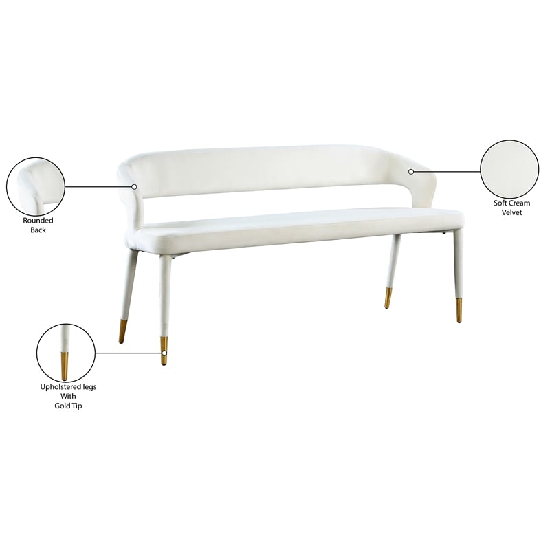 Meridian Furniture Destiny Cream Velvet Bench